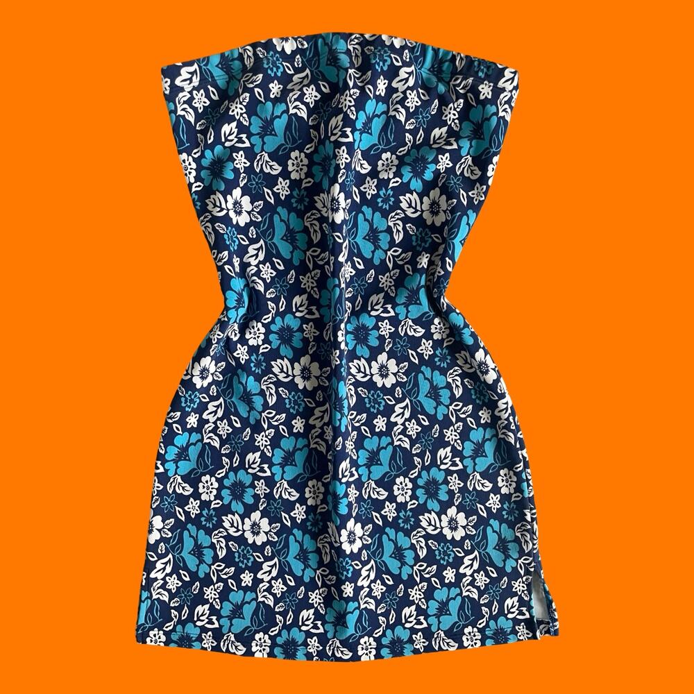90's 00's vintage tropical tube top y2k bodycon mini dress LARGE **runs small**